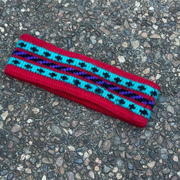 Vintage 80s 90s Fair Isle Knit Ski Headband Ear Cover - Picture 6 of 6